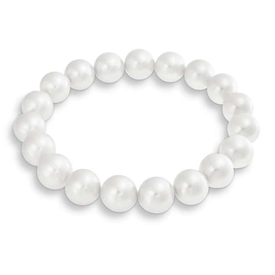 Shop Women Bling Jewelry Wrap Stretch Bracelets | Classic Round Imitation Pearl Strand Stretch Bracelet Set 8,10,12Mm