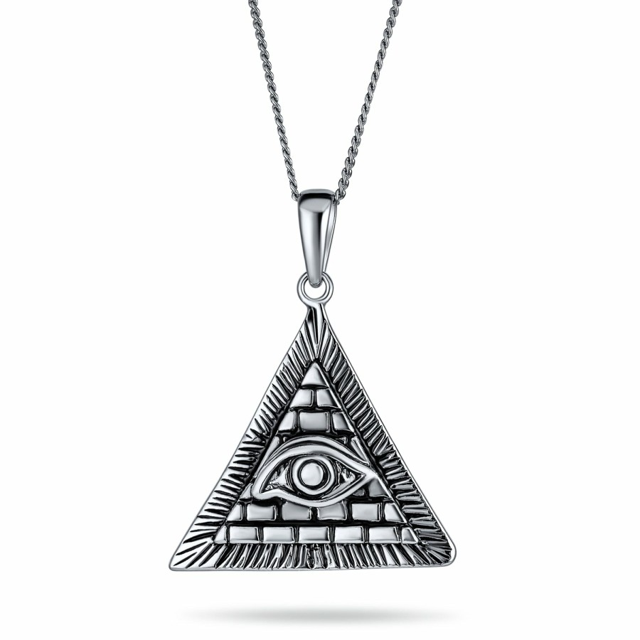 Shop Women Bling Jewelry Pendant Necklaces | Ancient Egyptian Ra Udjat Mansonic Pyramid Evil Eye Pendant Necklace