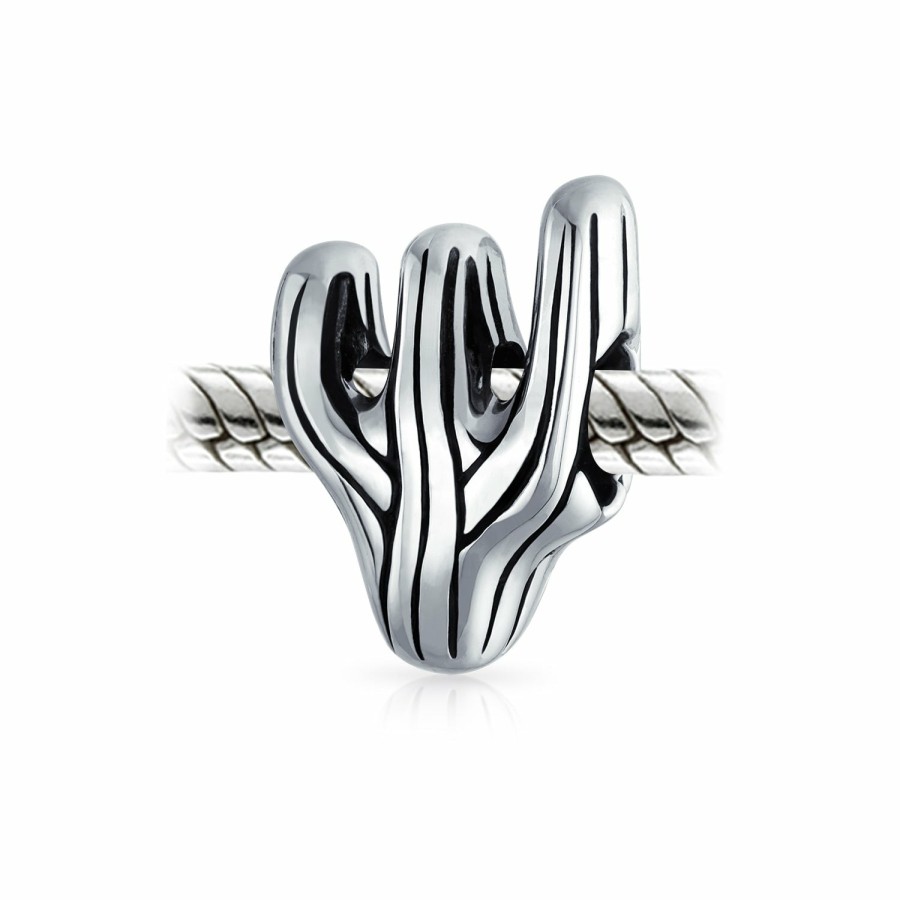 Shop Women Bling Jewelry Travel Charms Beads | Sonoran Desert Cactus Travel Charm Bead .925 Sterling Silver European