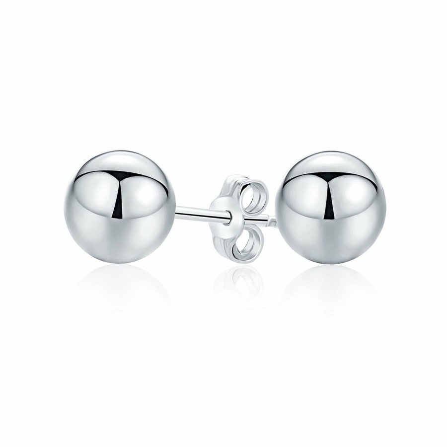 Shop Women Bling Jewelry Stud Earrings | Basic Minimalist Simple Round Bead Ball Stud Earrings Sterling Silver