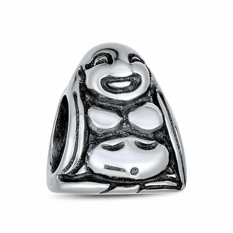 Shop Women Bling Jewelry Unique Charms | Asian Laughing Buddha Spiritual Mediation Charm Bead Sterling Silver