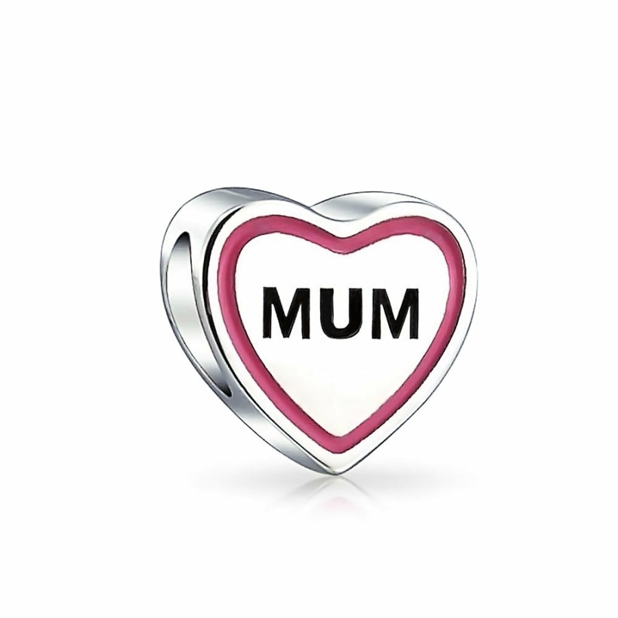 Shop Women Bling Jewelry Love Heart Beads | Bff Best Mom Mother Mum Word Family Heart Love Charm Bead .925