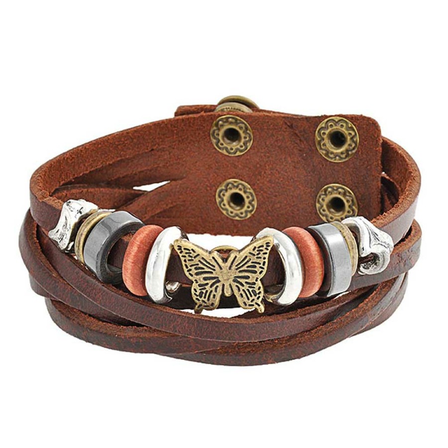 Shop Women Bling Jewelry Wrap Stretch Bracelets | Leather Wide Two Strap Cuff Bracelet Bikers Punk Rocker Snaps