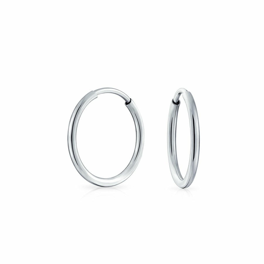 Shop Women Bling Jewelry Hoops Huggies Earrings | Minimalist Round Endless Continuous Tube Hoop Earrings Sterling Silver