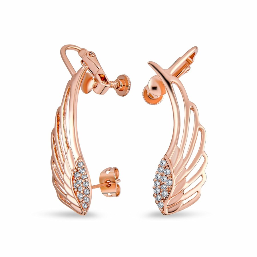 Shop Women Bling Jewelry Ear Cuffs, Cartilage Earrings | Guardian Angel Wing Feather Cartilage Ear Cuff Wrap Earring Screwback