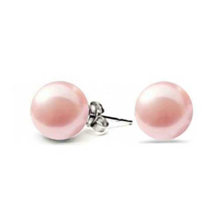 Shop Women Bling Jewelry Stud Earrings | Set Of 3 White Black Pink Imitation Pearl Earrings Sterling Silver 8Mm