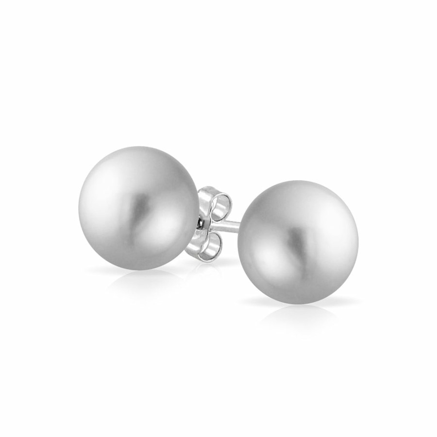 Shop Women Bling Jewelry Stud Earrings | Classic Bridal Pure Imitation Pearl Ball Stud Earrings Sterling Silver