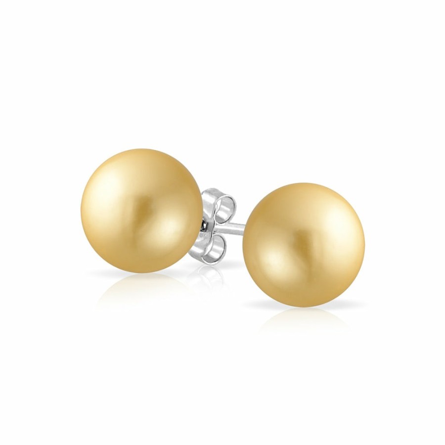 Shop Women Bling Jewelry Stud Earrings | Classic Bridal Pure Imitation Pearl Ball Stud Earrings Sterling Silver