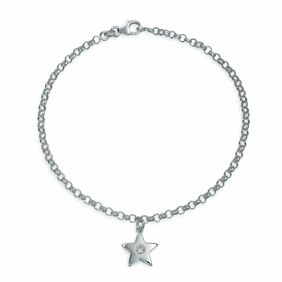 Shop Women Bling Jewelry Delicate Bracelets | Celestial Rock Cz Star Charm Anklet American Usa Patriotic Ankle Bracelet