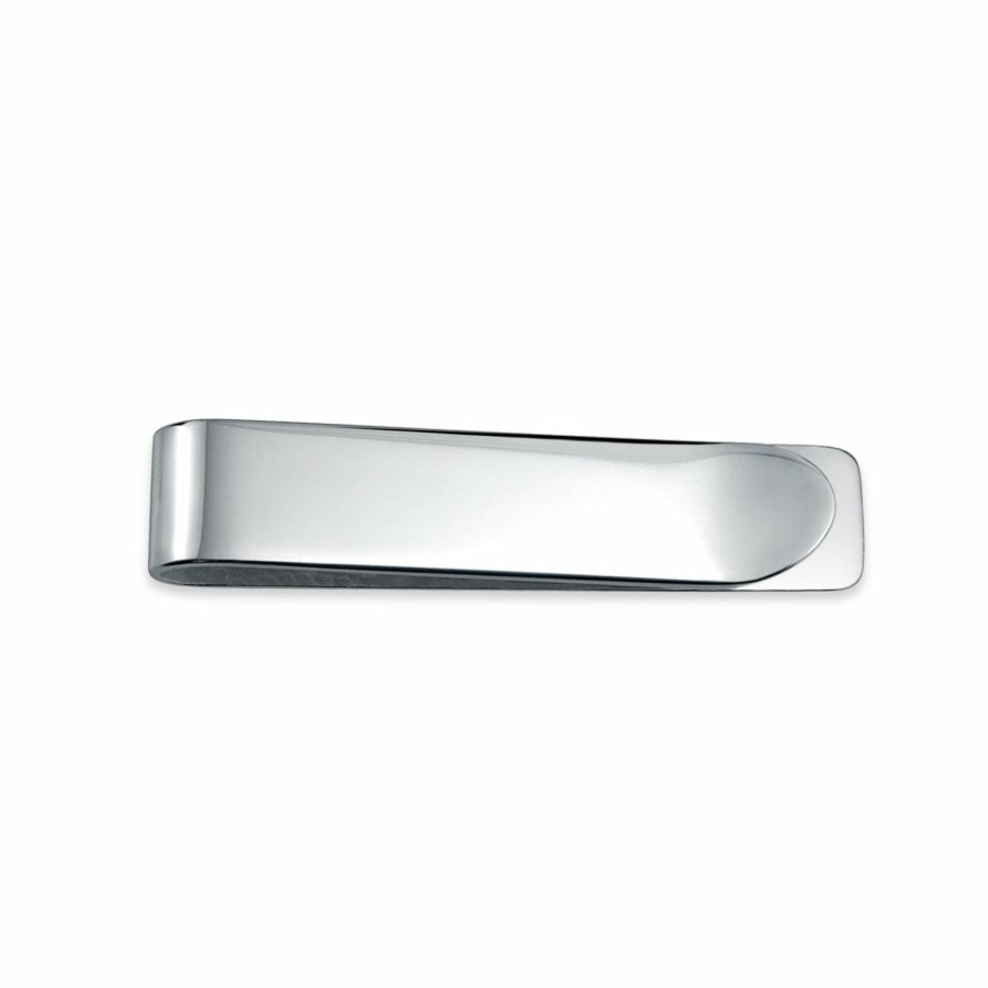 Shop Men Bling Jewelry Money Clip & Key Rings | Slim Money Clip Plain Engravable Credit Card High .925 Sterling Silver