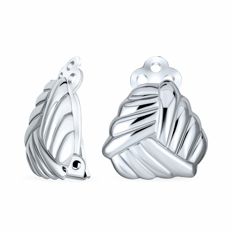 Shop Women Bling Jewelry Clip On Earrings | Twist Love Knot Clip On Earrings .925 Sterling Silver Alloy Clip