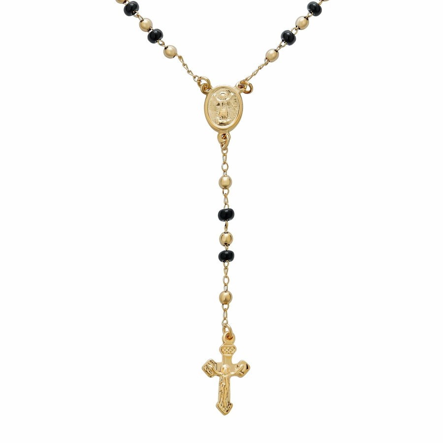 Shop Women Bling Jewelry Pendant Necklaces | Religious Dainty Virgin Mary Crucifix Rosary Bead Necklace Gold Plated