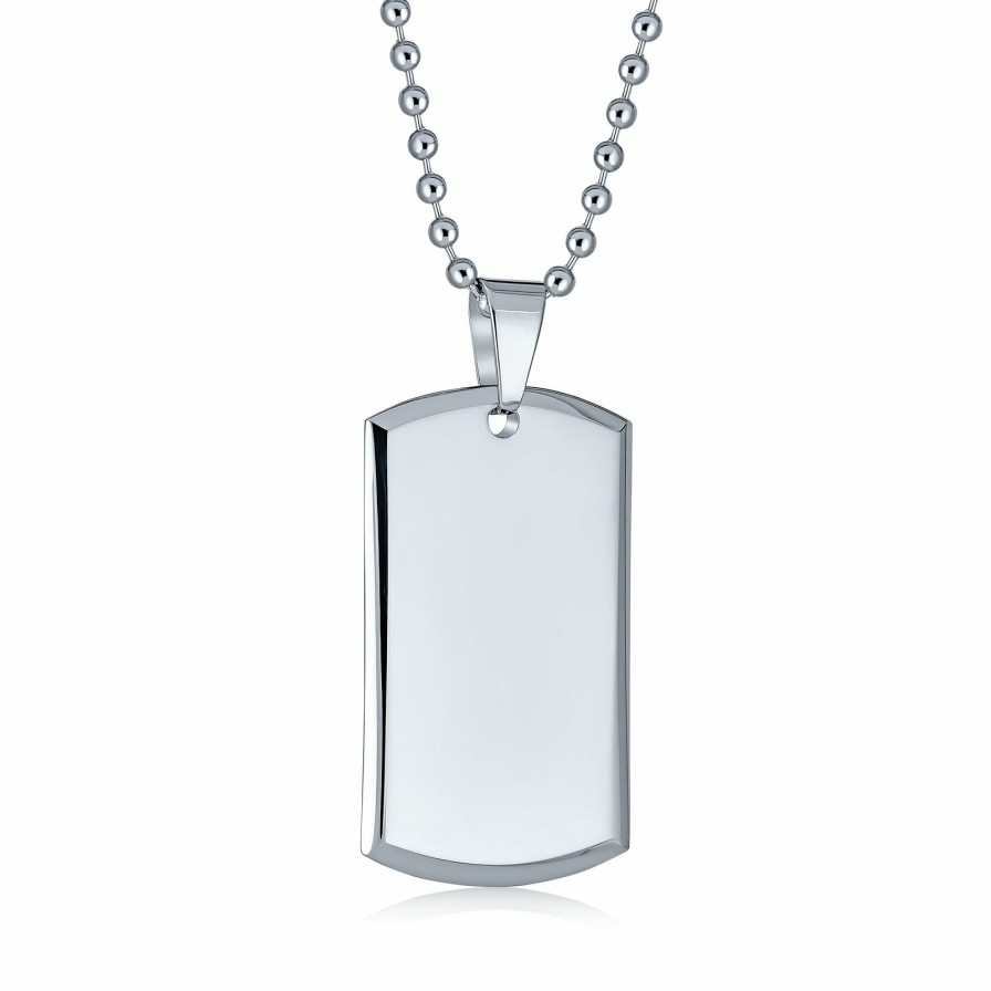 Shop Men Bling Jewelry Mens Pendants & Dog Tags | Vaccinated Men'S Personalized Army Dog Tag Stainless Steel Silver Tone