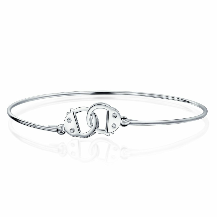 Shop Women Bling Jewelry Cuff Bangle Bracelets | Partner In Crime Handcuff Working Lock Bracelet Bangle Sterling