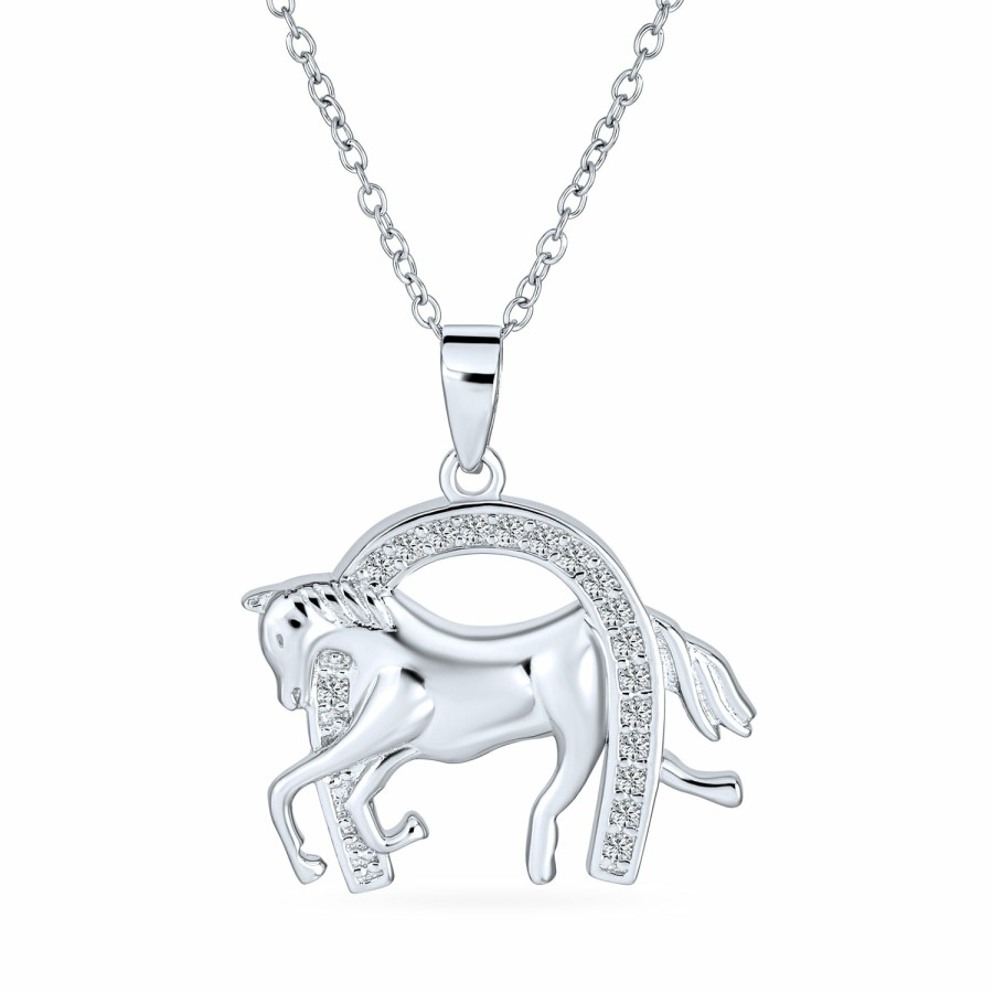 Shop Women Bling Jewelry Engravable Necklaces | Western Equestrian Horse Stud Earrings Pendant Bracelet .925 Sterling