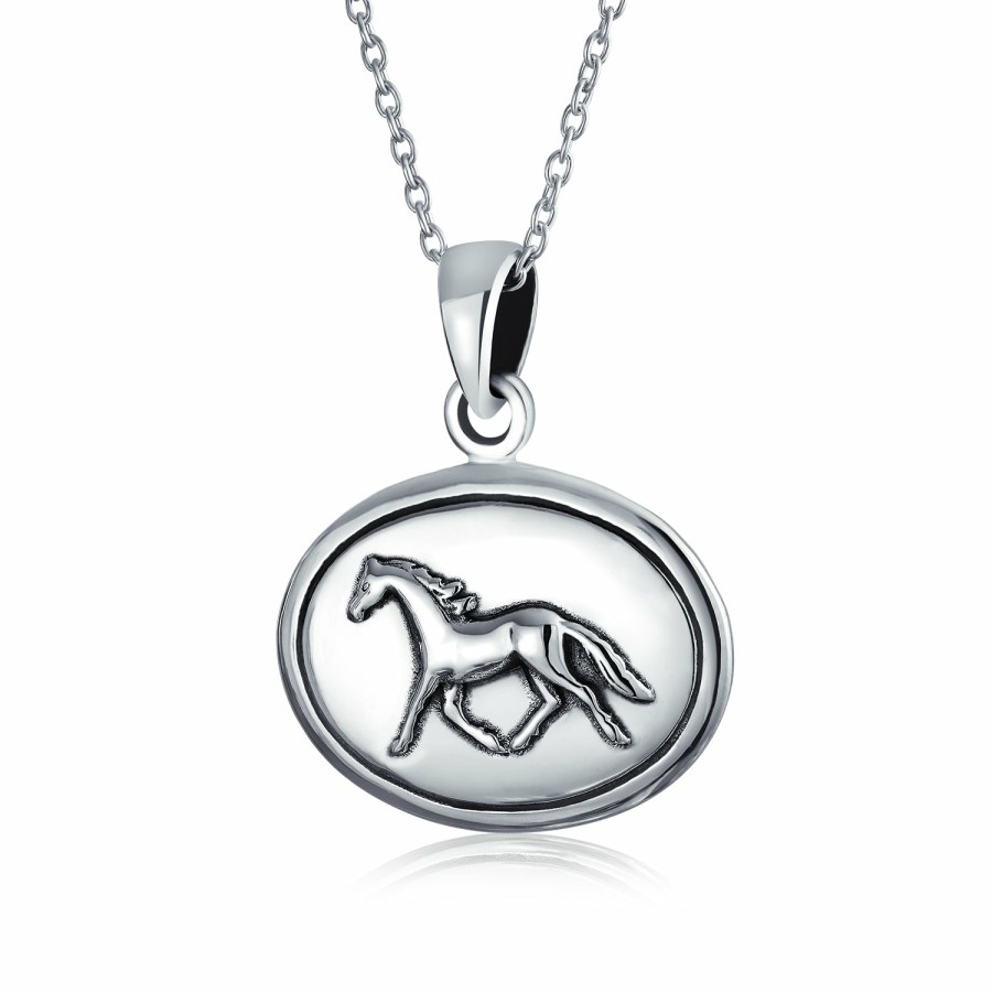 Shop Women Bling Jewelry Engravable Necklaces | Western Equestrian Horse Stud Earrings Pendant Bracelet .925 Sterling