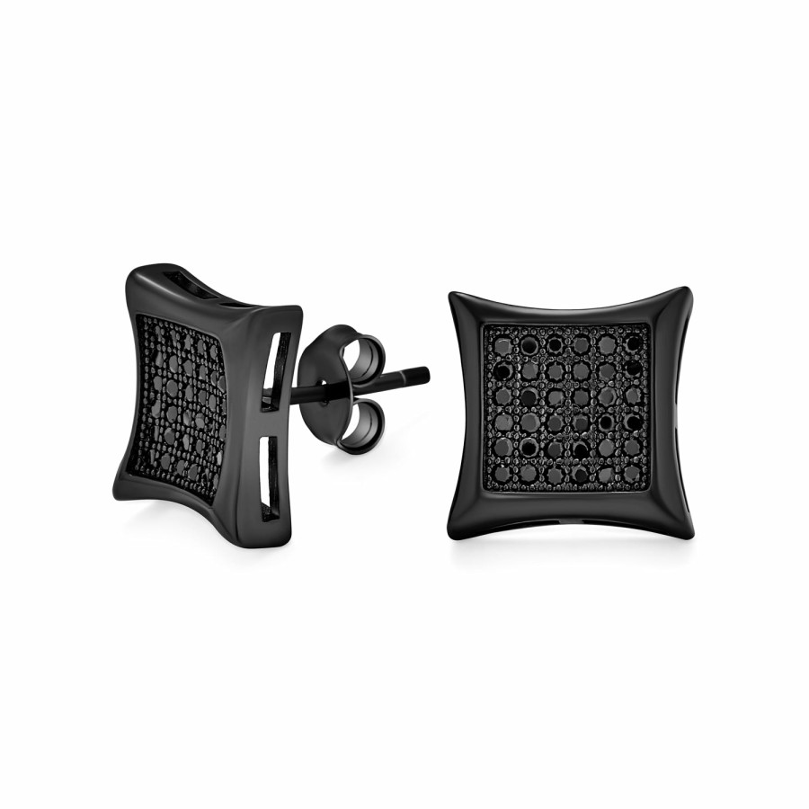 Shop Women Bling Jewelry Stud Earrings | Mens Square Pave Cz Kite Stud Earrings Plated .925 7 -12 Mm