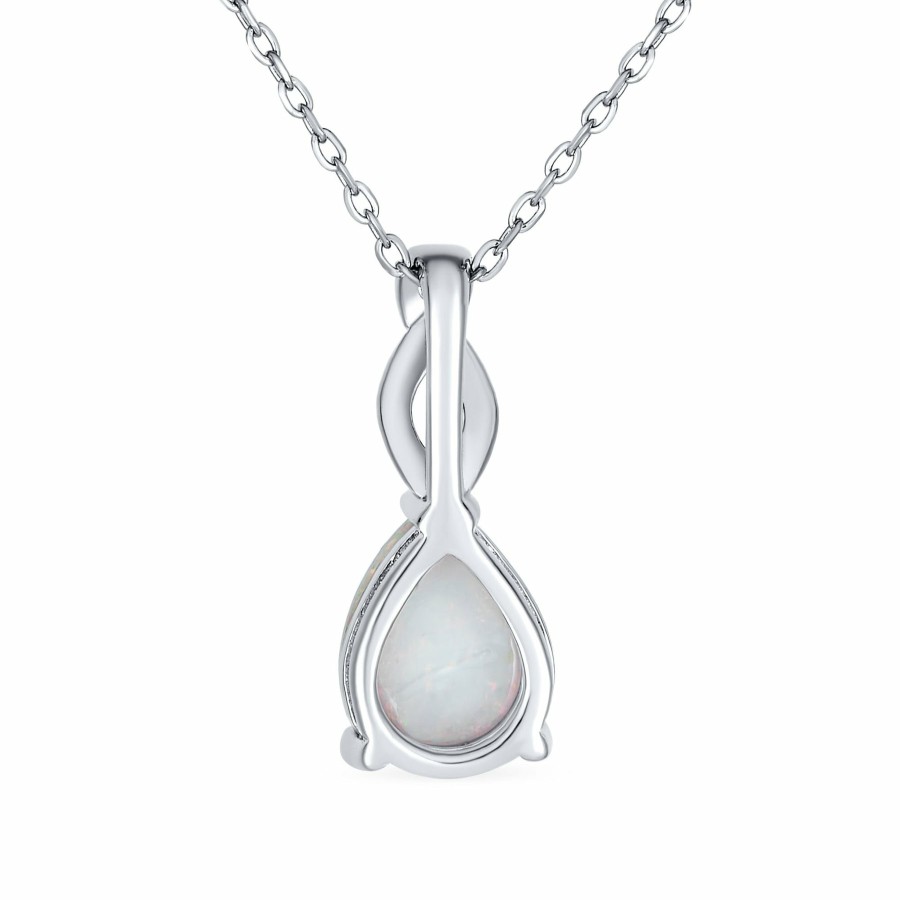 Shop Women Bling Jewelry Pendant Necklaces | Solitaire Teardrop Created Opal Pendant Necklace .925Sterling Silver