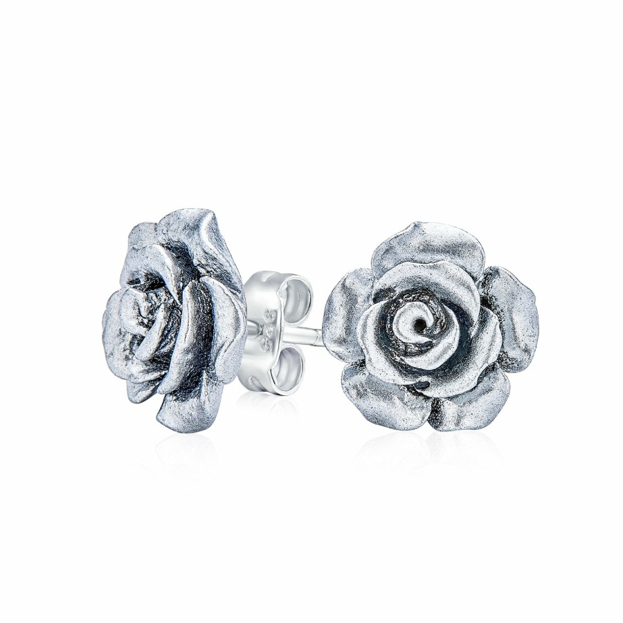 Shop Women Bling Jewelry Stud Earrings | Romantic Floral Delicate 3D Carved Rose Flower Stud Earrings In Colors