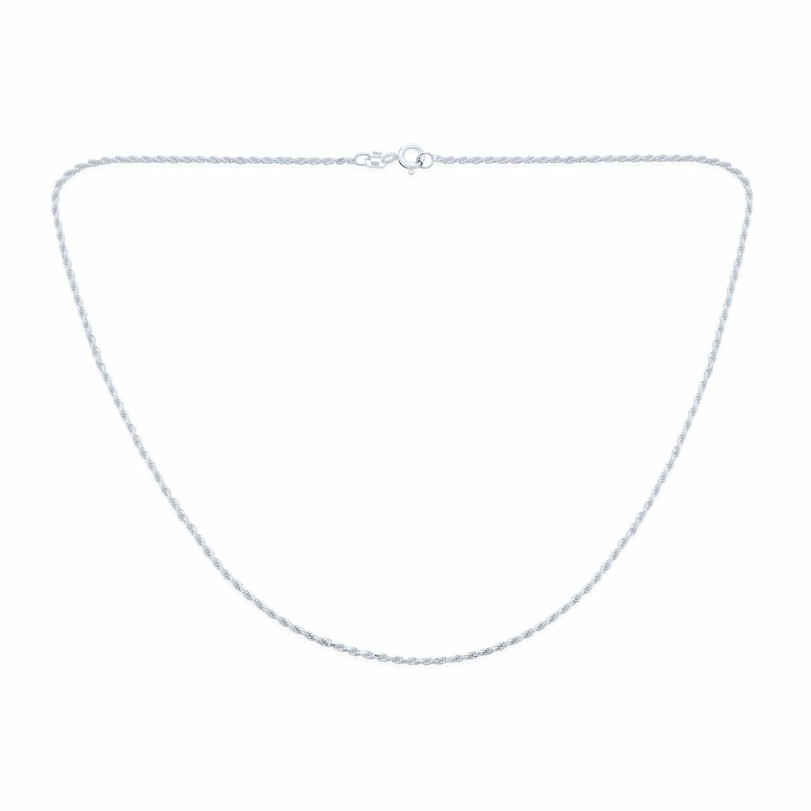 Shop Women Bling Jewelry Chains Necklaces | Rope Chain 2 Mm 030 Gauge Necklace .925 Sterling Silver Made In Italy