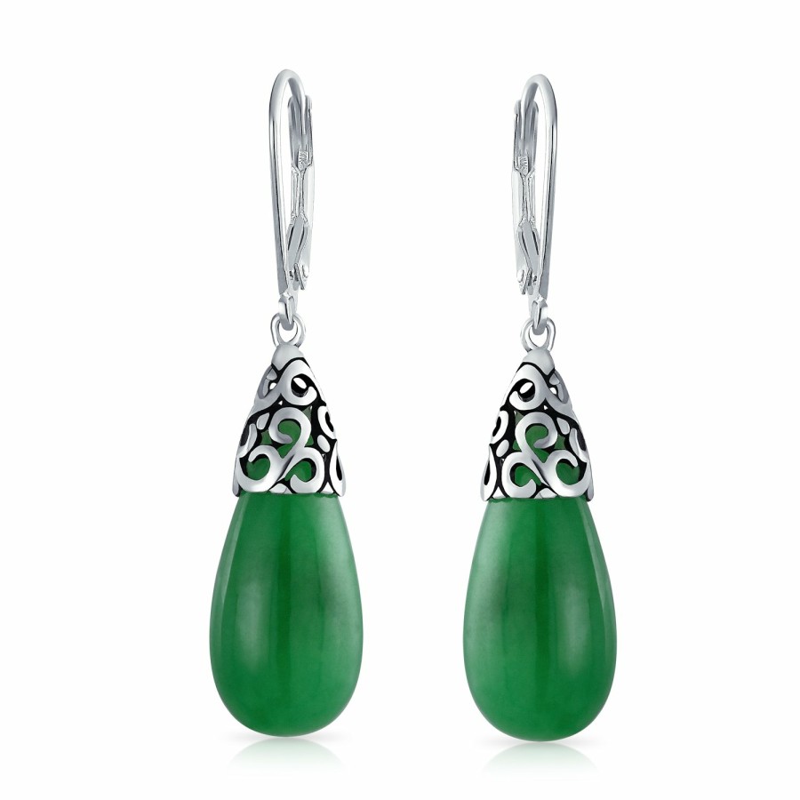 Shop Women Bling Jewelry Dangle Drop Earrings | Western Gemstone Teardrop Filigree Dangle Earrings .925 Sterling Silver