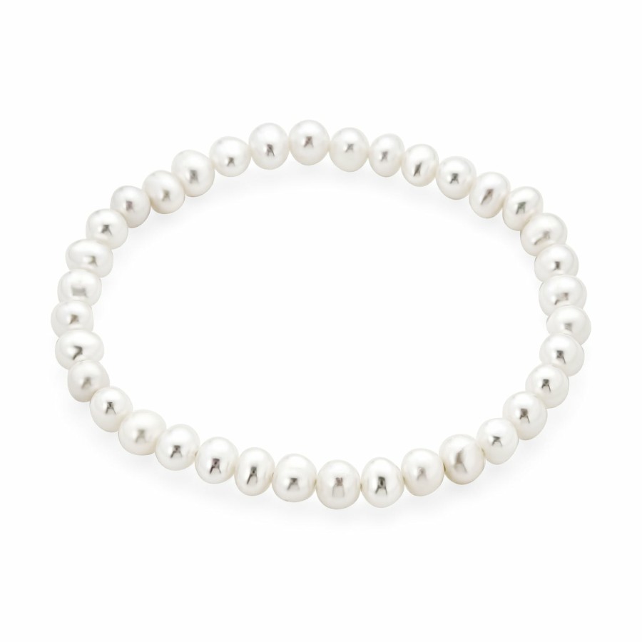 Shop Women Bling Jewelry | Bridal Baroque Freshwater Cultured Pearl Stretch Strand Bracelet 6-8"