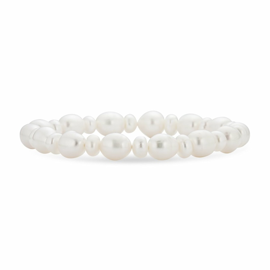 Shop Women Bling Jewelry | Bridal Baroque Freshwater Cultured Pearl Stretch Strand Bracelet 6-8"