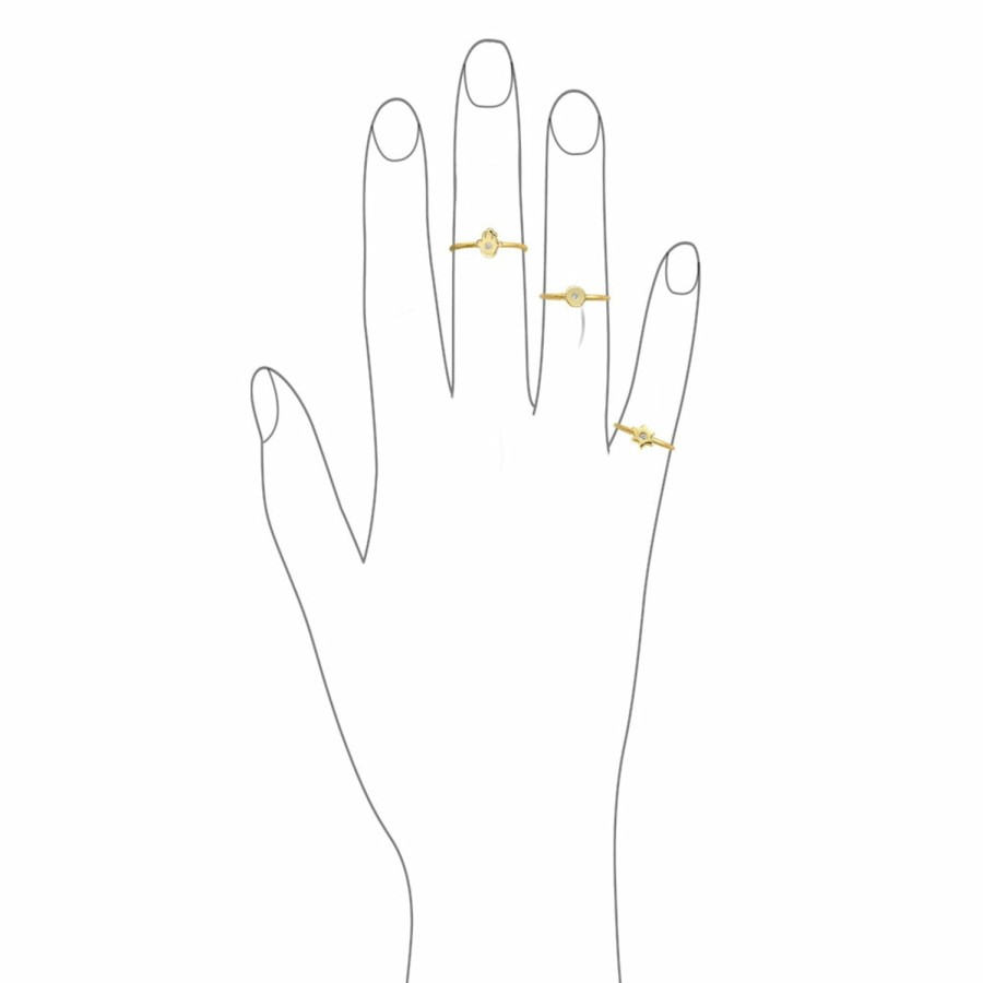 Shop Women Bling Jewelry Delicate Midi Rings | Cz Flat Round Disc Circle 14K Plated Silver Midi Knuckle Ring 1Mm Band