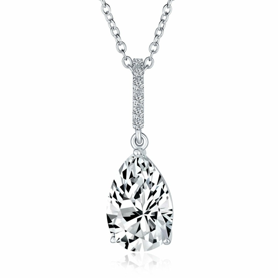 Shop Women Bling Jewelry Pendant Necklaces | 5Ct Teardrop Shape Solitaire Cz Pendant Necklace Prom Sterling Silver