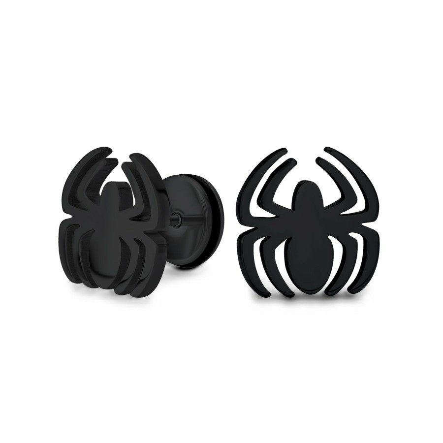 Shop Men Bling Jewelry Mens Earrings | Spider Faux Stud Plug Ear Surgical Steel 16G Stud Earrings