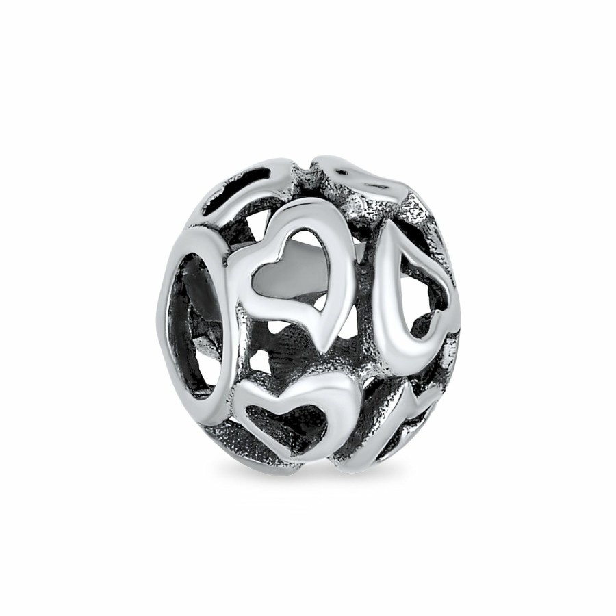 Shop Women Bling Jewelry Mothers Day Charm Beads | Round I Love You Word Heart Couples Charm Bead .925