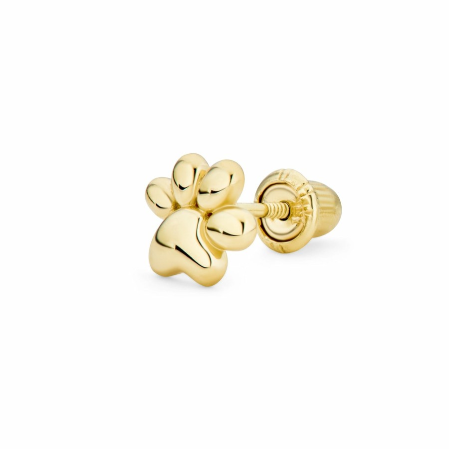 Shop Women Bling Jewelry Stud Earrings | Tiny Dog Cat Paw Cartilage 1 Piece Stud Earring 14K Gold Screwback