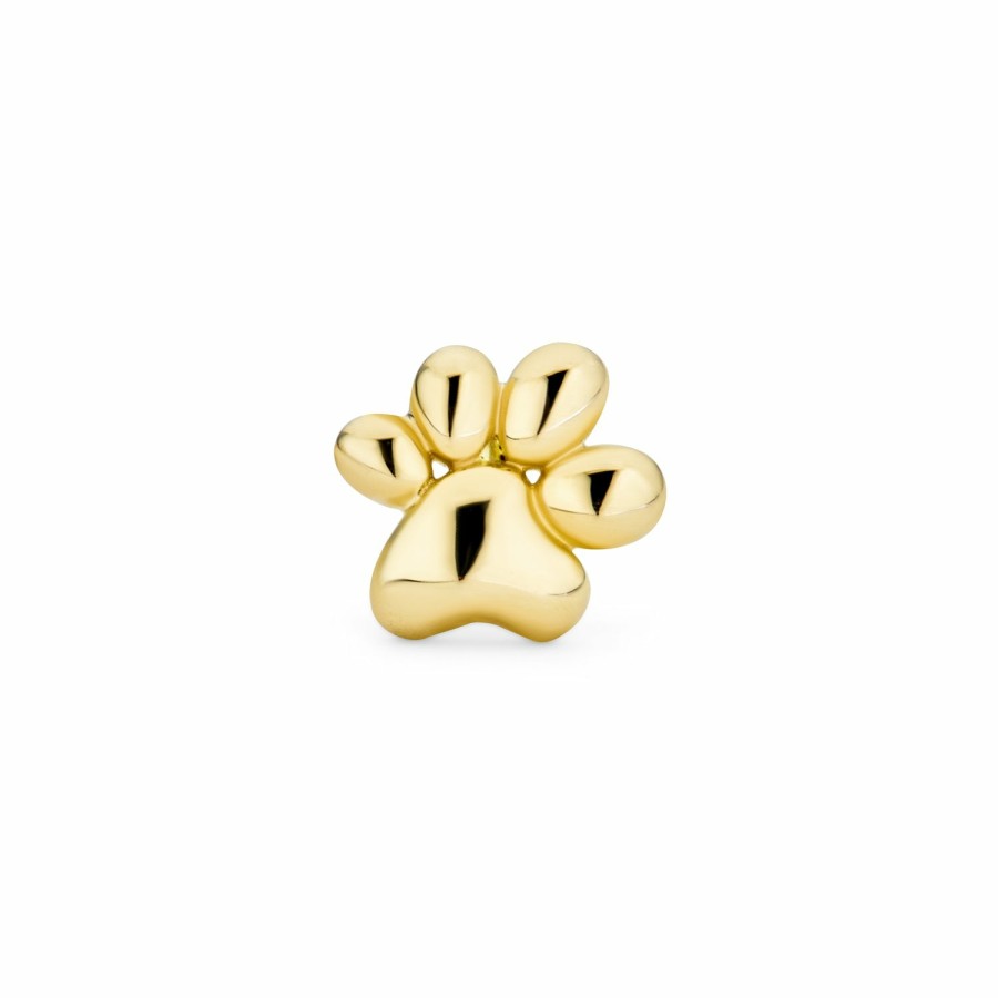 Shop Women Bling Jewelry Stud Earrings | Tiny Dog Cat Paw Cartilage 1 Piece Stud Earring 14K Gold Screwback