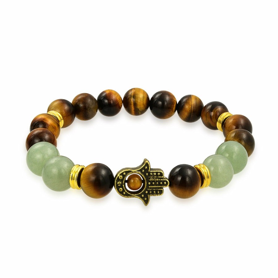 Shop Men Bling Jewelry Mens Bracelets & Id Bracelets | Unisex Talisman Amulet Stackable Gemstones Hamsa Hand Bracelet