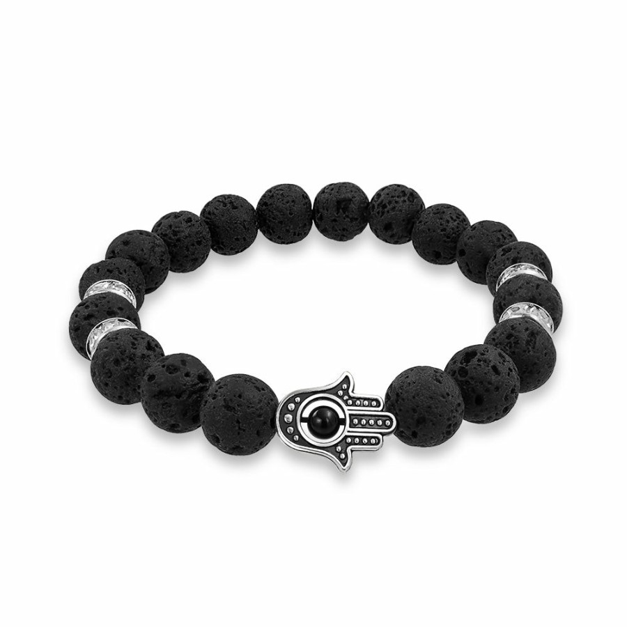 Shop Men Bling Jewelry Mens Bracelets & Id Bracelets | Unisex Talisman Amulet Stackable Gemstones Hamsa Hand Bracelet