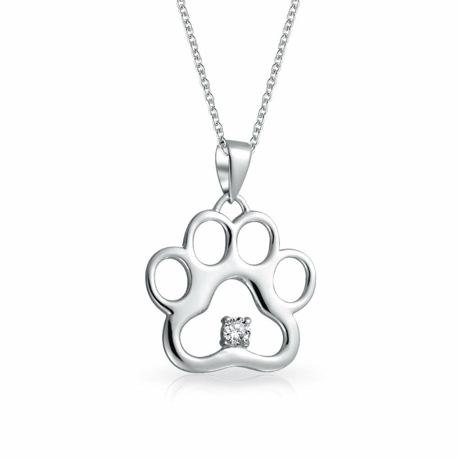 Shop Women Bling Jewelry Delicate Pendant Necklaces | Bff Pet Cat Puppy Kitten Heart Dog Bone Charm Paw Print Dog Tag Pendant Necklace