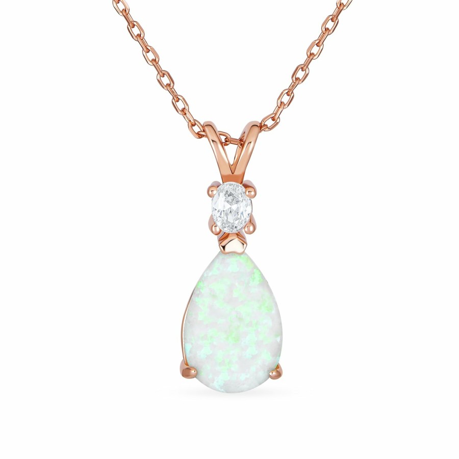 Shop Women Bling Jewelry Delicate Pendant Necklaces | 5Ct Solitaire Teardrop Opal Pendant Necklace Gold Plated