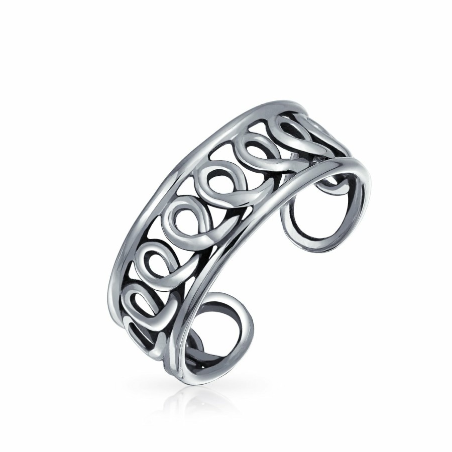 Shop Women Bling Jewelry Engravable Rings | Celtic Scroll Spiral Midi Toe Ring .925 Silver Sterling Adjustable