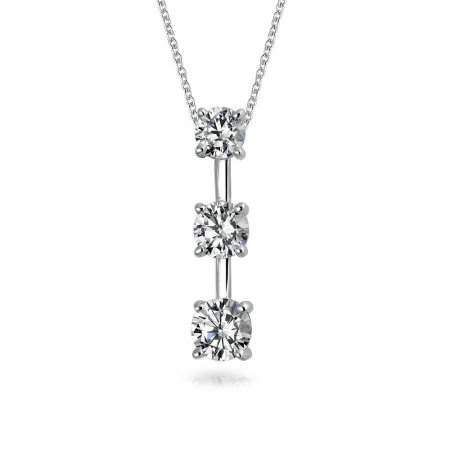 Shop Women Bling Jewelry Pendant Necklaces | 2.5 Ct Solitaire Round Cz Pendant Necklace Sterling Silver Necklace