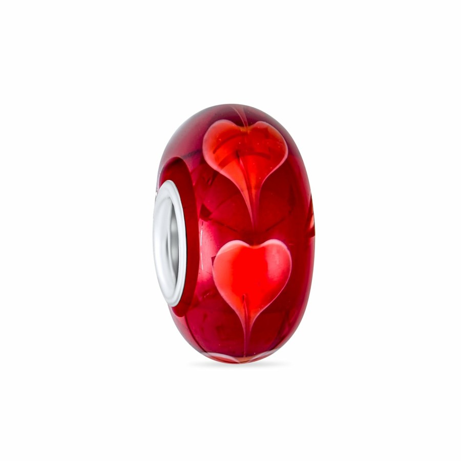 Shop Women Bling Jewelry Glass Crystal Beads | Heart Love Or Murano Glass .925 Sterling Silver Bead Charm