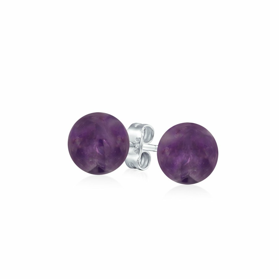 Shop Women Bling Jewelry Stud Earrings | Classic Gemstone Ball Stud Earrings .925 Sterling Silver Birthstone Color Option