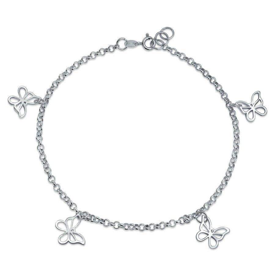 Shop Women Bling Jewelry Delicate Bracelets | Multi Butterfly Anklet Charm Ankle Bracelet For Women Sterling Silver