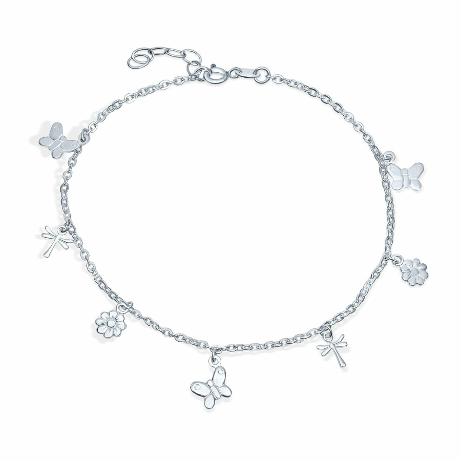 Shop Women Bling Jewelry Delicate Bracelets | Multi Butterfly Anklet Charm Ankle Bracelet For Women Sterling Silver