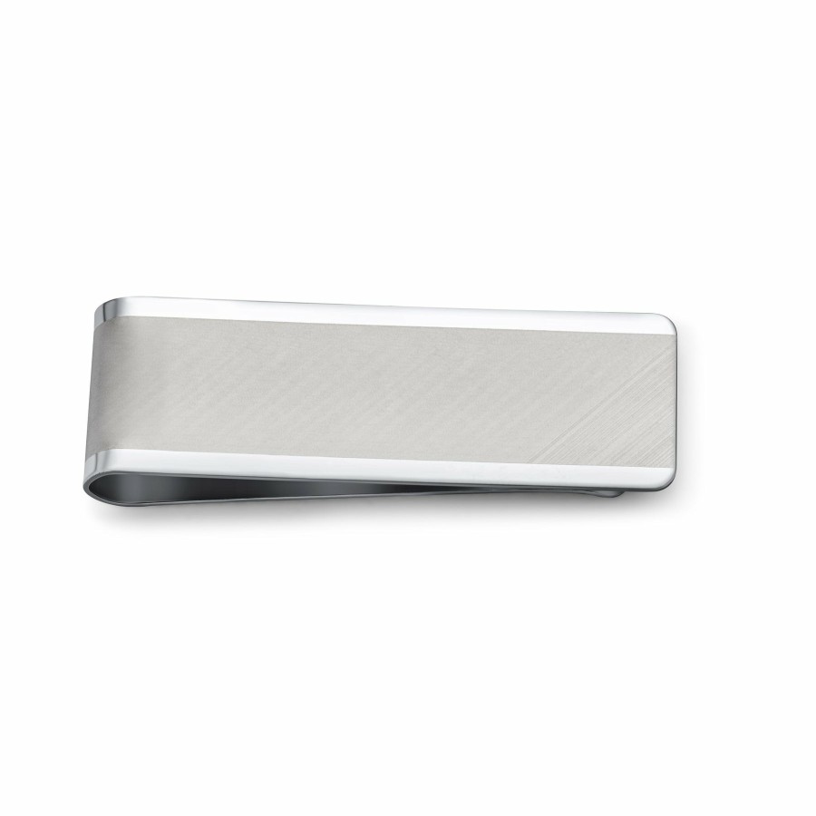 Shop Men Bling Jewelry Mens Engravable Accessories | Men'S Classic Money Clip Credit Card Silver Matte Finish Stainless Steel Silver Tone