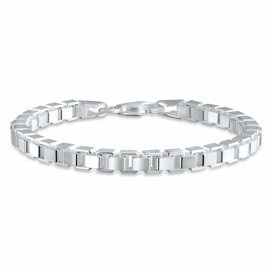 Shop Men Bling Jewelry Mens Bracelets & Id Bracelets | Men'S Solid Thick Franco Square Venetian Fancy Box Chain Link Bracelet 7-9 Inch