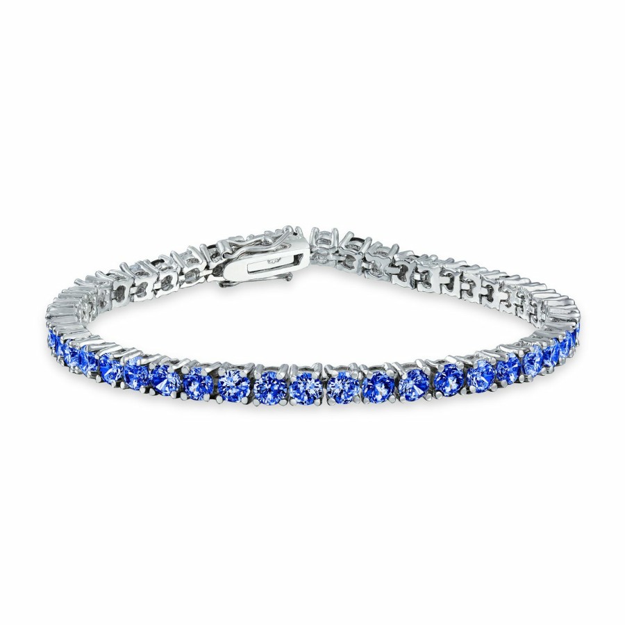 Shop Women Bling Jewelry Tennis Bracelets | Round Solitaire Aaa Cz Tennis Bracelet Imitation Sapphire