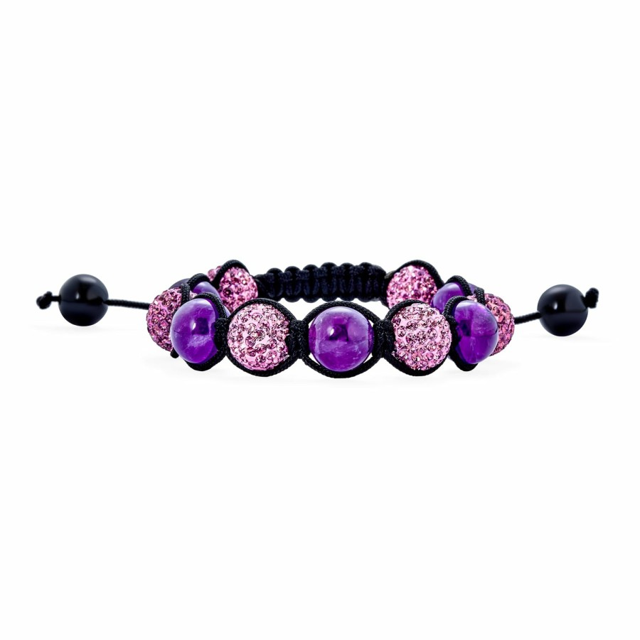 Shop Women Bling Jewelry Wrap Stretch Bracelets | Pave Crystal Ball Shamballa Inspired Bracelet Cord