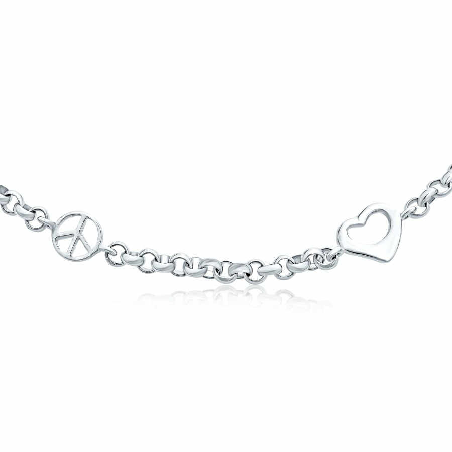 Shop Women Bling Jewelry Ankle Bracelets | Peace Love Interlocking Hearts Anklet Ankle Bracelet Sterling Silver