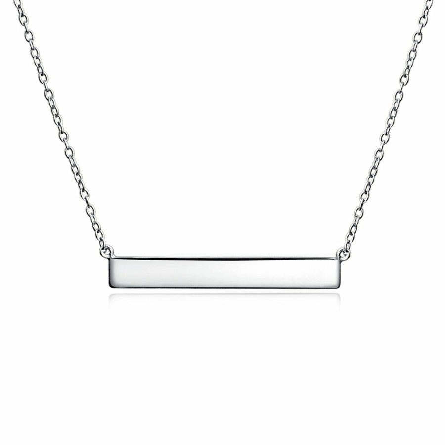 Shop Women Bling Jewelry Pendant Necklaces | Sideway Bar Necklace , Gold Plated .925 Sterling