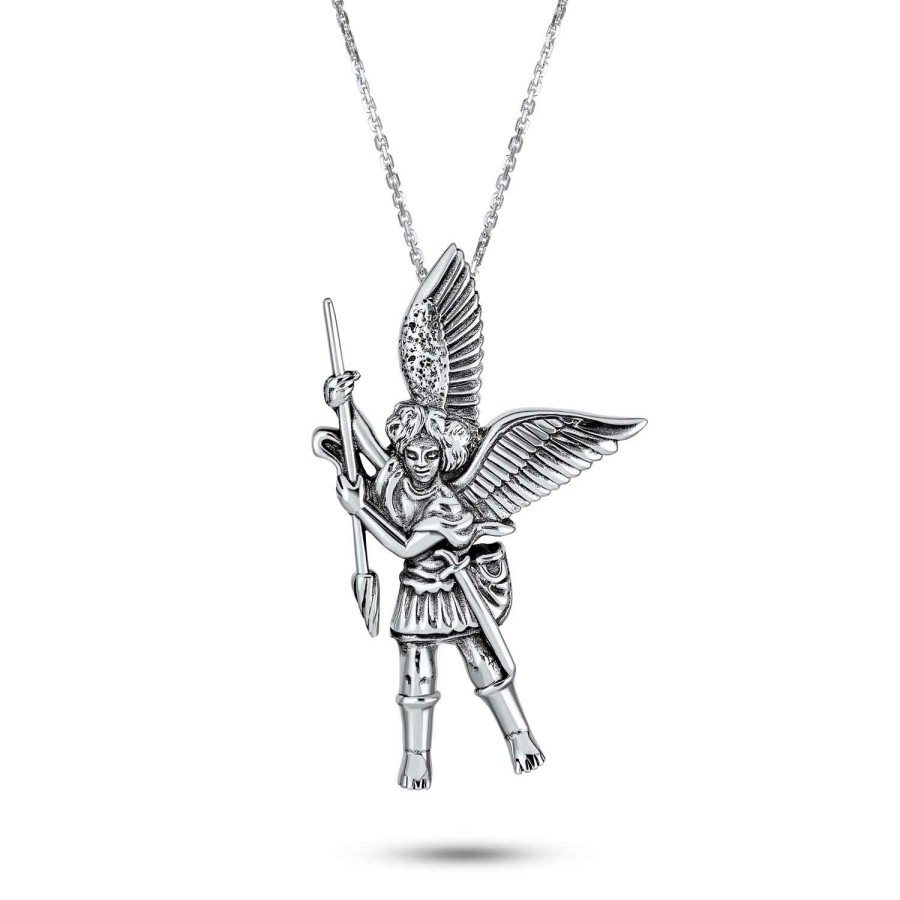 Shop Women Bling Jewelry Pendant Necklaces | Angel Michael Parton Military Police Medal Pendant Necklace Sterling